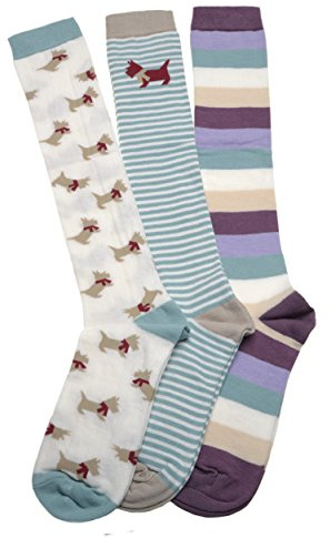 WB Socks 3 paia di calze da donna lunghe - calze per stivali. Motivo con cani Scottish Terrier