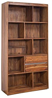 MASSIVMOEBEL24.DE Regal Sheesham braun lackiert Sydney #124 | 102x40x205 cm (BxTxH) 83 kg Modern montiert vollmassiv
