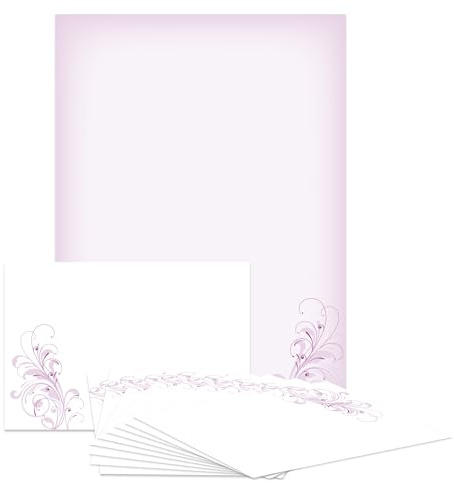Briefpapier-Set Neutral rosa DS102 – 10 Blatt Designpapier, 10 Umschläge B6 mit Motiv bedruckt – Hochwertiges Motivpapier, Brief, Jubiläum, Einladung, Geburtstag, Liebesbrief – DIN A4, 90 g/m²