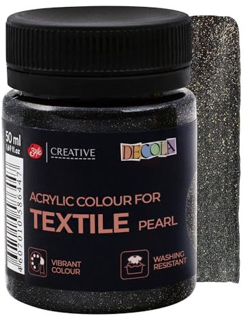 Decola | Colori per Tessuti Permanenti | Glitter Nero | Vernice Atossica e Resistente ai Lavaggi | da Nevskaya Palitra