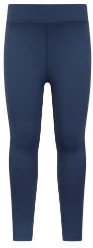 Mountain Warehouse Flick Flack Soft Touch Kids Leggings - Full Length Tights, Mid Rise Childrens Pants, Sweat Wicking Bottoms - for Gym, Yoga, Dance, Running Navy Kids Size 5-6 Years