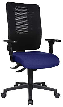 Topstar Open X (N) ergonomischer Bürostuhl, Schreibtischstuhl, atmungsaktive Netzbespannung, Stoffbezug, blau/schwarz | Made in Germany | Ergonomisch | Drehstuhl, Schreibtischstuhl | höhenverstellbar | Geprüfte Sicherheit nach GS-Intertek