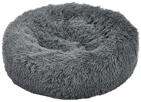 Dehner Hunde- und Katzenbett Cookie, Ø ca. 58 cm, Höhe ca. 14 cm, Polyester/Plüsch, grau
