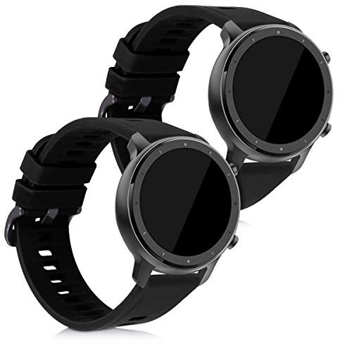 kwmobile Bracelet compatible avec Huami Amazfit GTR (47mm) / GTR 2 / GTR 2e / GTR3 / GTR 3 Pro bracelet - 2x bracelet de rechange en silicone pour fitness tracker
