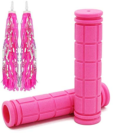 Bike Handlebar Grips with Tassel Streamers, Non-Slip Soft Rubber Bike Handle Grips for Kids and Girls Boys, Mountain Bike MTB BMX Scooter Cruiser Bicycle Repair Replacement Parts