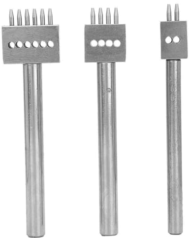 Garosa Locher Set, 3-teiliges Stanzwerkzeug, DIY Schnürstich Meißel für Handgefertigte Lederprojekte 4mm