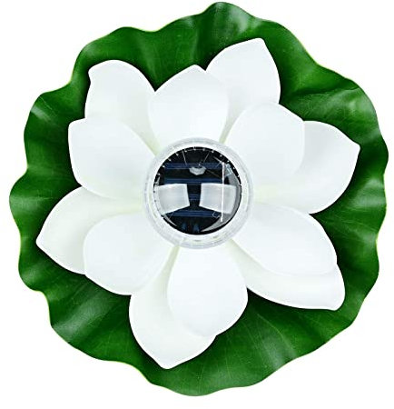Lychee Luci Galleggianti Solari Esterno, RGB Lotus Flower Wishing Pond Light,IP65 LED Floating Light Impermeabile per Esterne, Giardino, Piscina, Stagno (Bianca)