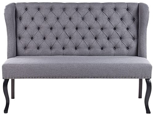 Beliani Modernes 2-Sitzer Küchensofa Polsterbezug dunkelgrau Holzbeine Ohrensofa Torsby