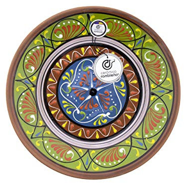 CERÁMICA RAMBLEÑA | Plato Decorativo para Colgar en Pared | Plato de cerámica | Plato decoración Mediterránea Modelo D18 | 100% Hecho a Mano | 35x35x6 cm