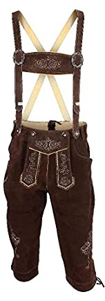 McWilliams Lederhosen mäns autentisk bayersk tysk brun - Oktoberfest läderbyxor, Mörkbrunt, German 48 / US 32