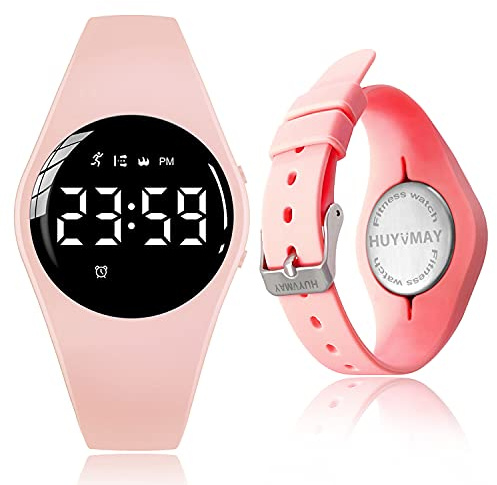 Fitness Pedometer Watch without App, 1 Hour Charging for 21 Days Use, IP68 Waterproof Digital Sports Watch with Alarm Clock Timer Step/Distance/Calorie Counter for Women/Kid Boys Girls Aged 5 And Up
