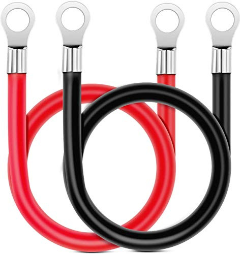Gebildet 80cm Câble Onduleur de Batterie 12V-24V 16mm² 5AWG (Max 100A) Câble de Batterie Auto Rouge et Noir avec Bornes à Anneau Fil Flexible en Cuivre pour Camion, Moto, Solaire, RV, Marine