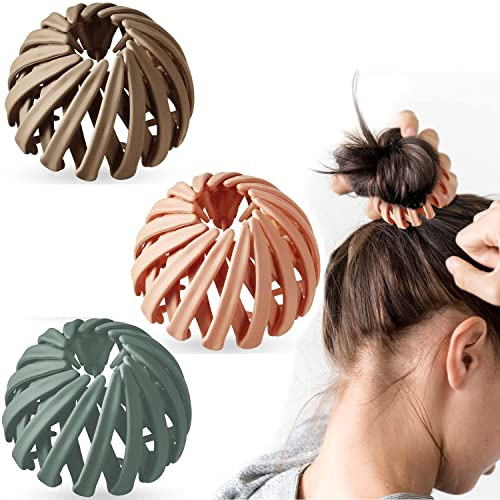 Luvadeyo 3 Stück Haarspangen für Damen, Vintage Vogelnest Haarklammern Große Haarclips Haargreifer Haar Accessoire Haarschmuck für Mädchen Damen, Einfarbig
