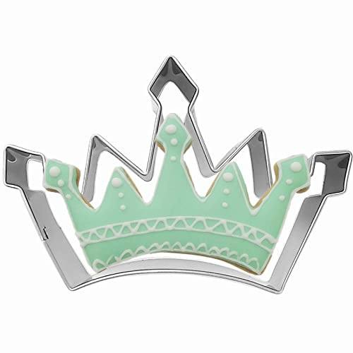 Cortador de galletas en forma de corona de gran tamaño, cortador de galletas de acero inoxidable para reina / rey / príncipe / princesa (modelo 5)
