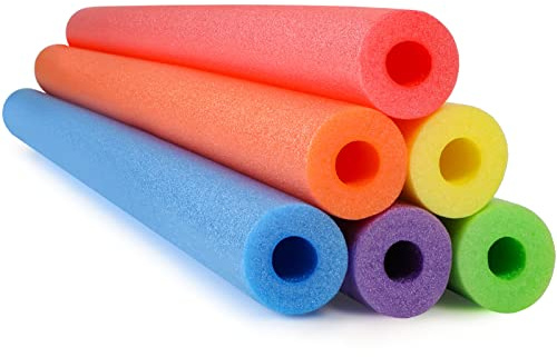 Hanaive 6 Pack Pool Noodles Swimming Floating Foam Tube 52 Inch Hollow Swim Noodles Bulk Floats Heavy Duty for Swimming Decoration Craft Projects Multi-Purpose(Colorful)