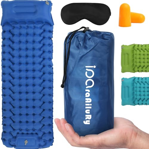 iParaAiluRy Materassino Campeggio Autogonfiante, Ultraleggero Materasso Gonfiabile Singolo con Cuscino per Campeggio, Outdoor, Spiaggia, Escursionismo, Portatile Materassino Autogonfiante