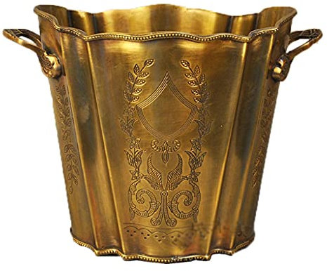 Hand Carved Brass Ice Wine Bucket Cooler Whiskey Wine Holder Retro Home Bar Wine Barrel Copper Carving Whiskey Barrel