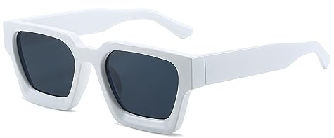 JCTAIFOO Vintage Rechteck Sonnenbrille für Damen Herren Retro Rechteckig Chunky Quadrat Große Dicke Frame Brille