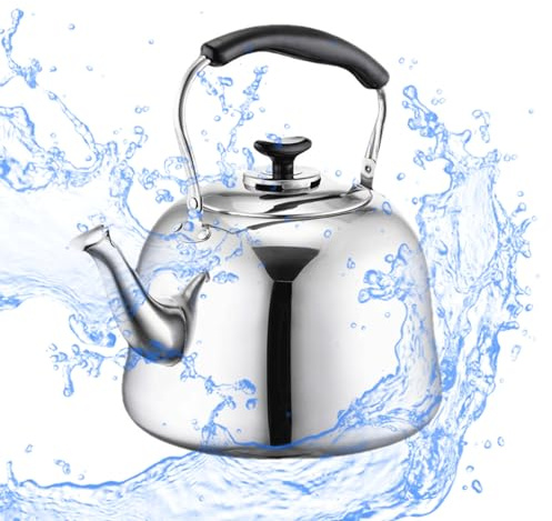 NZLTQO 3L 4L 5L 6L 7L Stufa Top Bollitore Da Tè, Teiera in Acciaio Inox Per Casa E Cucina, Bollitore Fischietto, Adatto Per Fornelli a Gas, Fornelli a Gas e Fornelli a Induzione (7L)