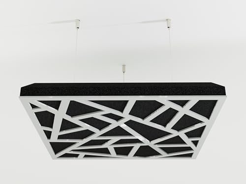 2er-Pack – Abgehängtes Decken-Akustikpaneel (Wolken-Design) mit Befestigungsset | 50 x 50 x 5 cm | Schallabsorption und Diffusion | Akustikbehandlung | Farbe: [Weiß glänzender Kunststoff | SKYROSS]