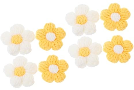 SEWACC 8stücke Teiliges Handgemachte Häkelblumen Dekorative Materialien Für Handtaschen Telefonhüllen Und Schmuck Leichte Langlebige Blumenapplikationen Weiß Und Gelb