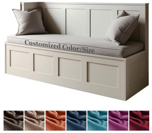 YFHT Custom Bench Cushion, Window Seat Cushions Indoor, Non-Slip Bench Seat Cushion, 50D High-Resilience Foam, Garden Bench Cushions For Outdoor Furniture, Optional Piping And Colors