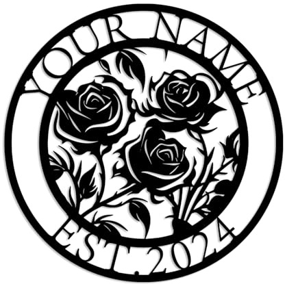 Custom Garden Name Metal Sign,Rose Flower Garden Metal Sign,Personalized Rose Flower Sign, With Stake Porch Decor Garden Decoration,Mother's Day Mom Grandma Gardener Gift (Rose A)