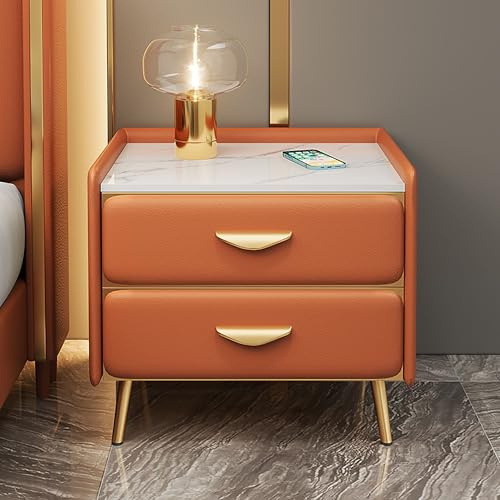 Chest of drawers for bedroom Small Narrow End Table, bedroom furniture set Small Bedside Nightstand, Side Table, Nightstand with 2 Drawers, Couch Table, for Living room, Bedroom, Bedside(Orange,40x40x