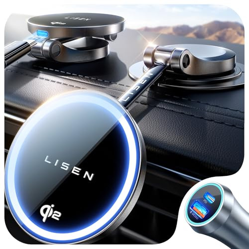 LISEN Qi2 15W Magsafe Autohalterung Mit Ladefunktion Mag safeladegerät Auto Handyhalterung Auto Magnet für iPhone 16 15 14 13 12 Pro Max Mini MagSafe Hülle
