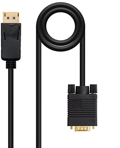 Blendend CABLE CONVERSOR DP A VGA 1.0M, DP/M-VGA/M NEGRO, ideal para conectar dispositivos con DisplayPort a monitores VGA.