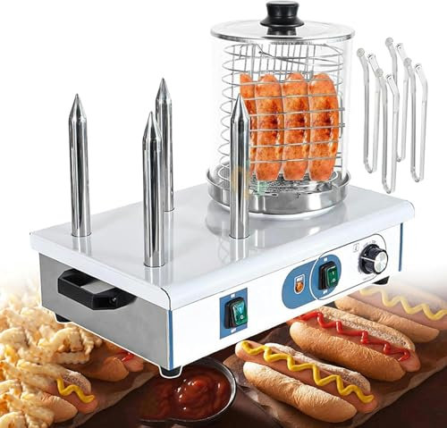 GFXYQPDNV Hot Dog Roller Machine 550W/1200W | Bread Heater Sausage Warmer | with Heating Aluminum Rod and Detachable Cover