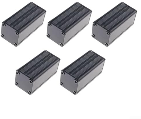 Eawfgtuw Aluminium-Projektbox, 50 x 25 x 25 mm, schwarz, geteiltes elektronisches Gehäuse, DIY-Leiterplatte, Wärmeableitung, korrosionsbeständig, leicht, Mini-Netzteilgehäuse, 5 Stück