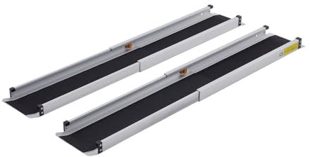 Warmiehomy 2pcs Telescopic Wheelchair Ramps 5FT - 152L x 19W cm 272KG Loading Capacity Portable Threshold Ramps for Home Doorways Steps Stairs with Carrying Bag