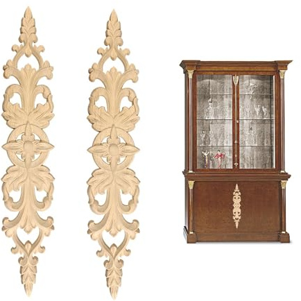 Hezhou 2 Stück Holzornamente für Möbel Ornamente für Möbel | Holz Ornamente Holzornamente Kann an Wänden, Türen, Schränken, Fenstern, Spiegeln und Kaminen Angebracht Werden