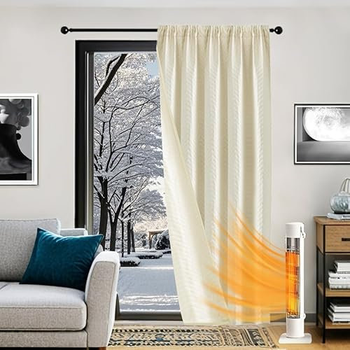 SK Studio Thermovorhang Kälteschutz Tür Vorhang Blickdicht Gardinen Schlafzimmer Winter Wärme Vorhang Wärmeisolierend Raumteiler Doppellagige und Dicke Vorhänge, 1 Stück, Beige, 132x160cm