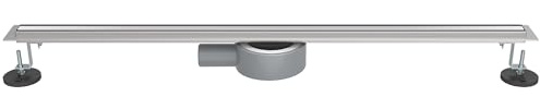 SONNI Duschrinne 80 cm, schmale Duschrinne, gebürsteter Edelstahl | Schmale Duschrinne mit 360° drehbarem Ablauf, Haarsieb und Geruchsverschluss für eine platzsparende und flexible Montage.