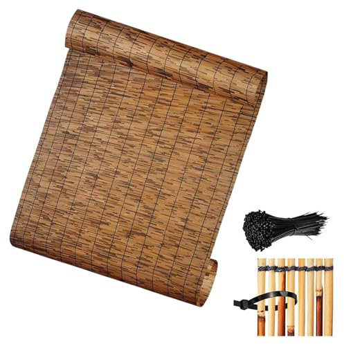 Bambus Sichtschutz Schilfrohrmatte Für Den Außenbereich Mit Kabelbindern Dekorative Zäune Balkonzaun-Trennwand, Sonnenschutz(130x350cm(4.3x11.5FT))