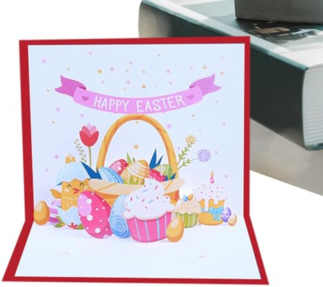 Biglietto pop-up pasquale, con uova di Pasqua, souvenir di primavera felice, accessori per celebrazioni, scultura di carta, busta inclusa per compleanni