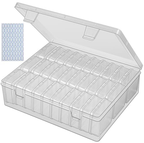 LILUONGS 30 scatole di immagazzinaggio di piccole dimensioni, in plastica, rettangolari con coperta pieghevole per perline, semi, lavori di bricolage, piccoli oggetti (1 pezzo)