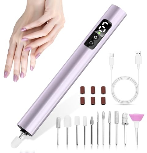 Nagelfräser für Gelnägel Kabellos, 25000 U/Min Elektrische Nagelfeile Fräser für Gelnägel, 6 Geschwindigkeitsstufen Einstellbar Profi Maniküre Set Elektrisch für Maniküre & Pediküre Zuhause & Studio