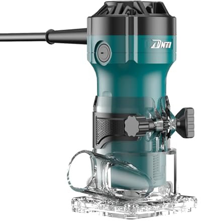 Fresatrice Rifilatore,DNTI Router di legno elettrico 710W 10000-30000 giri/min,6 velocità variabili,2 pinze da 6 mm e 8mm, laminatore professionale con accessori,Base fissa