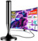 Antenna TV Interna 360° con Base Magnetica, Supporta 4K HD/VHF/UHF, Ricezione Potente Fino a 360KM, Cavo Coassiale da 5m per TV Domestiche