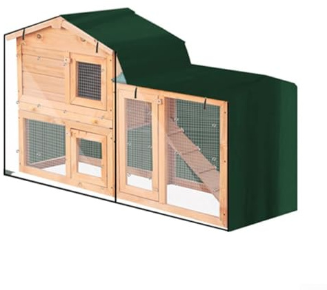 Bulevisiter Dreieckige Kaninchenstallabdeckung, wasserdichtes 210D-Oxford-Gewebe, Haustierkäfigschutz, für drinnen und draußen, Meerschweinchenhaus, Regen- und Staubschutz (grün, 180 x 52 x 86 cm)