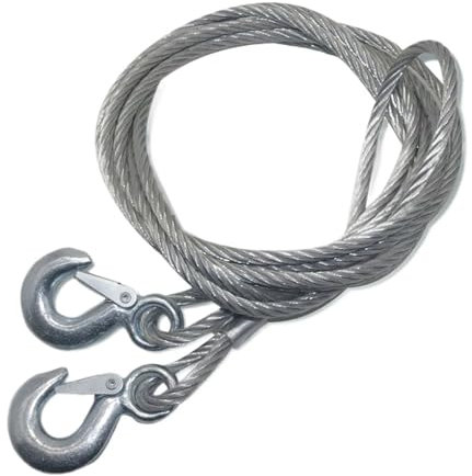 IRGVJIFR Fune di Traino Cavo di Traino for Auto con Ganci a U, grillo in Nylon ad Alta Resistenza con Luce Riflettente for rimorchio di autocarri(Steel Rope 4m 3 Tons)