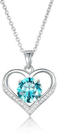 Diorra Necklace for Women 925 Sterling Silver Heart Pendant Necklace Dainty CZ Diamond Charm Chain Jewellery Valentine's Day Gifts for Women Girls
