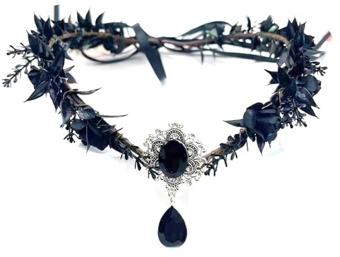 XFSRG Halloween Kopfstücke Damen Blumenkranz Haare Stirn Anhänger Blumen Haarreifen Gothic Haarband Festliche Retro Accessoires