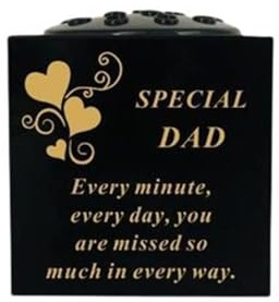 Graveside Memorial Rose Bowl Vase – Weatherproof Grave Flower Container with Removable Lid – Elegant Cemetery Tribute Vase | Remembrance Ornament, Sympathy Gift for Loved One (Dad)