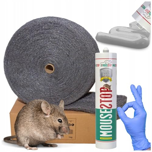 WOOLTEC MouseStop 300ml Stahlwolle 500g – Nagerstop gegen Mäuse Ratten | Dichtmasse und Faserbarriere für kleinere Eintrittsstellen