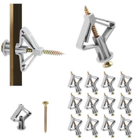 150 Stück Hohlraumdübel Butterfly Set für Gipskarton | Gipskartondübel mit Schrauben | Selbstbohrende Expansionsschrauben für Gips-Trockenbau (75 Schrauben + 75 Dübel)