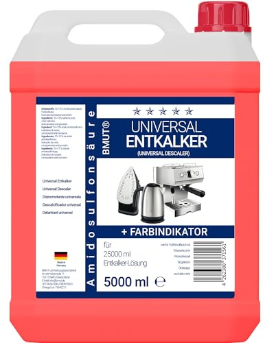 5 l universal avkalkningsmedel för helautomatiska kaffemaskiner och kaffemaskiner med mera – universellt användbar för alla märken – 5 liter behållare – koncentrat